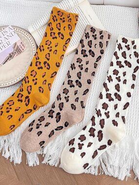 Leopard Print Knee High Socks Size 5-9 (2 pairs set)